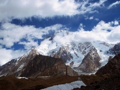 Broad Peak (8,047m) rising above Concordia. We trekked here from Goro II on Day 7, then spent two days at Concordia. Rest wasn’t really on the agenda though—on the first day, I hiked over 20km to K2 Base Camp and back. An unforgettable day on the glacier.